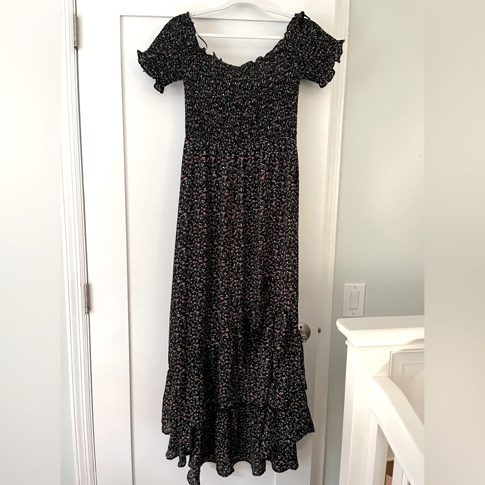 COPY - Floral black asymmetrical dress